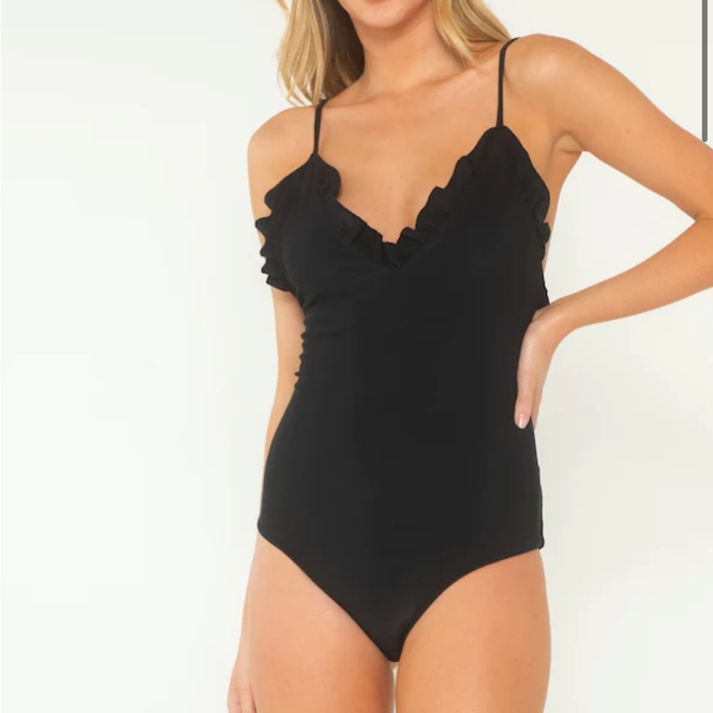 Black Ribbed One Piece